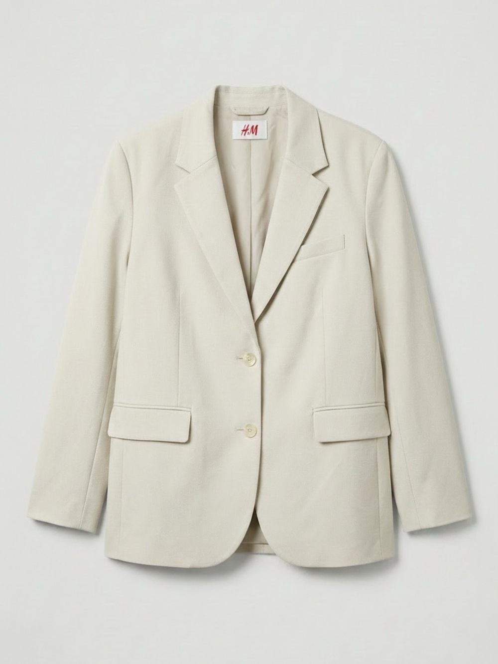 H&M Light Cream Tailored Blazer with Notched Lapels